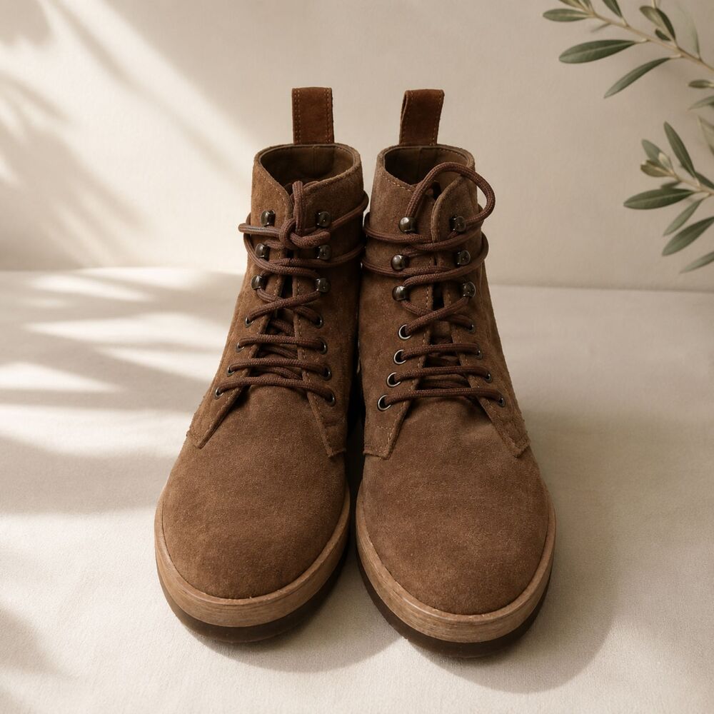 Jenni Kayne Canyon Suede Boots Brown Made in Italy Hiking Boot Size 6